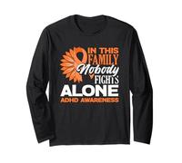 in Questa Famiglia Nessuno combatte da Solo Girasole per la consapevolezza dell'ADHD Maglia a Manica