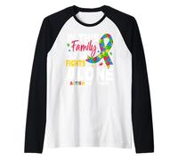 in Questa Famiglia Nessuno combatte da Solo la consapevolezza dell'autismo Maglia con Maniche Raglan