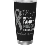 In questa famiglia nessuno combatte da solo Nastro per la consapevolezza del cancro al cervello Bicchiere isolato sotto vuoto in acciaio inossidabile Tazze da caffè da 20 once Tazza da viaggio Tazza