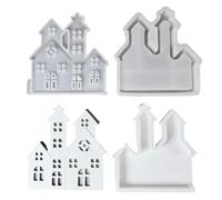 in resina natalizia, statuetta in silicone a forma di casa natalizia | 1 paio di stampi per candele e cemento, per Natale, casa, soggiorno, camera da letto, cucina, compleanno