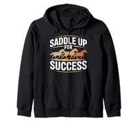 in Sella per Il Successo Inspirational Equestrian Felpa con Cappuccio