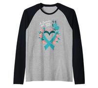 in September We Wear Teal Ovarian Cancer Awareness Maglia con Maniche Raglan