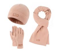 In Seta Capelli Notte Caldo Cute Wool Hat Scarf Guanti Tre Pezzi Inverno Knit Cap Screen Mittens Scarves Set Seta Rosa Quadrato, Rosa, Taglia unica
