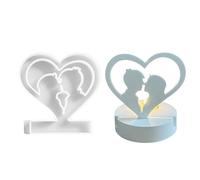 in silicone a forma di cuore, per candele fai da te, per candele tealight a forma di cuore, con scritta "Kiss Couple Love", per portacandele, vassoio , decorazione romantica per la casa