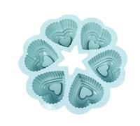 in silicone a forma di cuore - Stampo per torta di compleanno con 6 fori, 25,8 x 25,8 x 5 cm, versatile e riutilizzabile, teglie grandi per cioccolatini