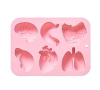 in silicone a forma di organo a forma di cuore umano e cervello - 6 cavità per Halloween, stampo da forno per fondente, torte, cioccolato, caramelle, dessert, budino