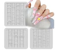 in silicone da unghie 3 pezzi in silicone trasparente 3D riutilizzabili | Strumenti in Silicone per Decorazione Unghie Manicure, Viaggio, Casa, Studio, Nozze, Vacanza, Appuntamento, Laurea