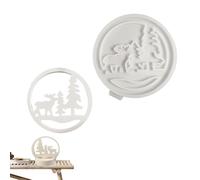 in silicone natalizi, ad anello rotondo con albero di alce di Natale, stampo per calcestruzzo - Stampo in resina artigianale per calcestruzzo e argilla per la decorazione della casa