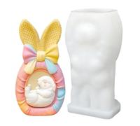 in silicone pasquale, a forma di coniglietto 3D, riutilizzabili, per cera, per Pasqua, primavera, torte, resina, sapone, , cioccolatini e caramelle
