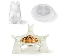 In silicone pasquale,Stampo Silicone Coniglio Pasqua,Set di Forme per Torta 3D, Piatto Decorativo con Coniglietti, Ideale per Cioccolato, Mousse e Dolci Festivi