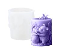 in silicone per candele, stampo cilindrico a rilascio facile, design a forma di orsetto di miele, in silicone antiaderente, per la casa, fai da te, argilla, d' , resina, sapone