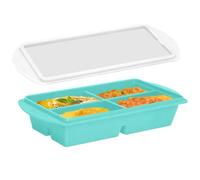 in silicone per congelatore, contenitori per alimenti a 4 griglie, cubetti di zuppa, vassoio con coperchio, per congelare salsa di cottura, brodo, lasagne, casa, cucina, ufficio, ristorante