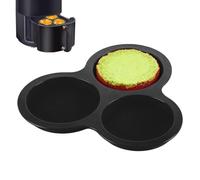 in silicone per friggitrice ad aria - Vassoio rotondo a 3 cavità per | Stampo rotondo in silicone per friggitrice ad aria, per forno a microonde, piccole torte, budini, torte, colazione, patatine