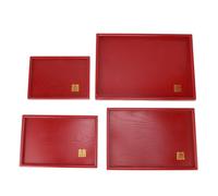 In stile cinese Red Wedding Servizio vassoio da 4 pezzi in legno per tè da tè piatto di frutta salvatore di frutta per matrimoni in stile cinese feste decorazioni per la casa (Piazza)