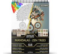 In Textu - Mandalas - Alberi Zen - Libro da Colorare per Adulti e Adolescenti con Esempi Colorati Ispiratori - Carta Premium 200 g/m² - Rilegatura a Spirale Sottile - Quaderno da Colorare