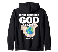In The Beginning GOD Created - Christian Creation Genesis Felpa con Cappuccio