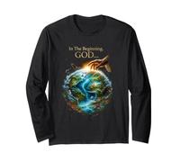in The Beginning God... Earth Genesis 1:1 Bible Verse Nature Maglia a Manica