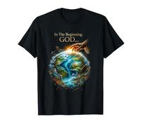 in The Beginning God... Earth Genesis 1:1 Bible Verse Nature Maglietta