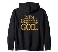 in The Beginning God... Genesis 1:1 Christian Bible Verse Felpa con Cappuccio