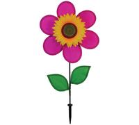 In the Breeze 2705 Pink Sunflower Wind Spinner with Leaves 12 Inch