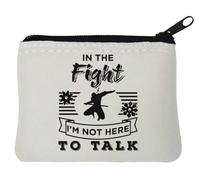 in The Fight I'm Not Here to Talk - Portamonete in neoprene con grafica Ninjutsu, 10 x 11 cm, colore: Bianco, bianco, Taglia unica