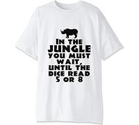 in The Jungle You Have to Wait Until Dice Rolls 5 o 8 T-shirt da uomo. bianco L