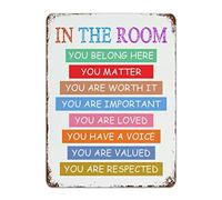 in The Room You Belong Here You Matter Cartello in metallo Back to School Signs First Day of School Aula Decor Book Colorato Divertente Doodle Targa in metallo Vintage Welcome School Signs per bambini