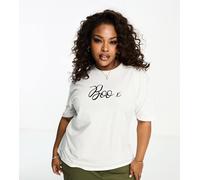 In The Style Plus - T-shirt bianca con scritta "Boo" glitter-Bianco 50-52