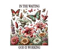 In The Waiting God Is Working: Butterfly Flower Notebook - College Ruled, 100 Pages, 8.5x11 inches