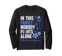 in This Family Nobody Fights Alone Colon Cancer Awareness Maglia a Manica
