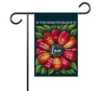 In This Home We Believe In Garden Flag Social Justice Prato Bandiera Gentilezza Cartello Pace Yard Sign Good Ideas Outdoor Dec