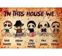 In This House - Targa in metallo vintage con film horror, decorazione natalizia 20,3 x 30,5 cm