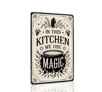 In This Kitchen We Use Magic Metal Tin Sign A Vintage Wall Decor featuring a Witchy Theme and Rustic Style for Kitchen, Dining Room, Farmhouse and Halloween Decor Signs & Placche decorative 20,3 x