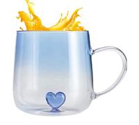 in trasparente, 400 ml, con cuore 3D, tazze da caffè in trasparente, tazze da caffè in trasparente, tazze da caffè in anti-scottatura, barattolo con gradiente di cuore 3D