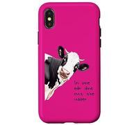 In un orecchio fuori dalla mucca stile cartone animato gioco di parole Custodia per iPhone X/XS
