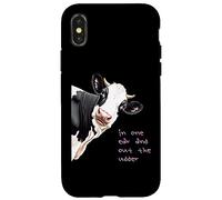 In un orecchio fuori dalla mucca stile cartone animato gioco di parole Custodia per iPhone X/XS
