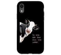 In un orecchio fuori dalla mucca stile cartone animato gioco di parole Custodia per iPhone XR