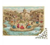 In un villaggio mediorientale, uomini e donne danzano mano nella mano in cerchio Puzzle 1000Pcs Decorazione Per La Casa.Rilassamento E Intelligence Per Adulti E Bambini Da 14 Anni 1000pcs (75x50cm)