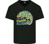 IN Uno IN Un Chamillion Divertente Chameleon Uomo Scollo A V Cotone T-Shirt