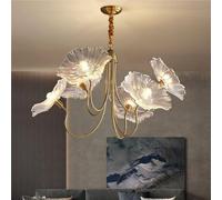 in Vetro Foglia Loto Minimalista 6 luci Lampadario Grande di metà secolo Lampada a Sospensione per Soggiorno, Camera Letto, Cucina, Sala da Pranzo, corridoio, Ristorante(A)