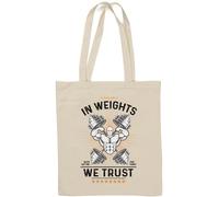 in Weights We Trust Never Quitting Pure Power - Borsa tote in cotone naturale, colore: Bianco