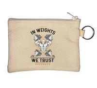 in Weights We Trust Never Quitting Pure Power - Portamonete con portachiavi, colore: Beige