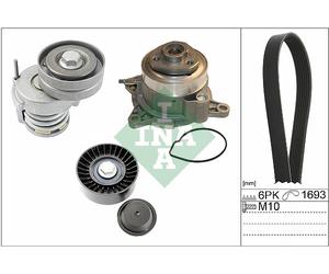 INA 529 0534 30 Pompa acqua + Kit cinghia Poly V per AUDI,SEAT,SKODA,VW