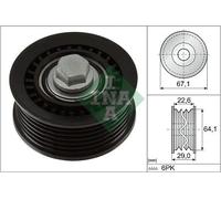INA 532 1076 10 Deviazione/Puleggia Guida, Cinghia Scanalata per Citroën, DS,