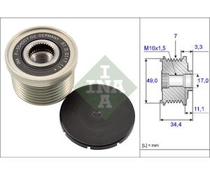 INA 535016410 ruota libera alternatore numero scanalature 7 larghezza 34,4 mm