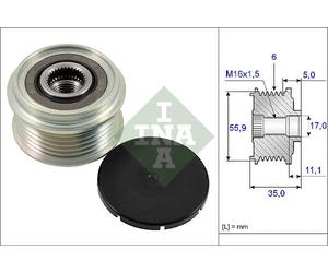 INA 535022210 ruota libera alternatore numero scanalature 6 larghezza 35 mm