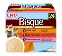 INABA Cat Ciao Bisque Variety 24x40g mix di zuppe cremose con pollo, manzo e pesce per gatti