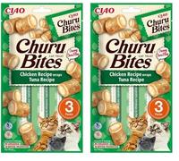 INABA Churu Bites Bocconcini di Pollo con Cuore di Tonno - 1 Pack (3 Stick x 10gr) - Snack per Gatti Morbido e Cremoso - Cibo per Gatti Senza Conservanti o Coloranti Artificiali, Grain-Free