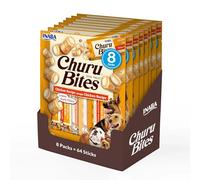 INABA Churu Bites Snack per Cani, Bocconcini di Pollo con Cuore di Pollo - 8 Pack (64 Stick x 12gr) - Premietti per Cane Morbidi e Deliziosi - Cibo per Cani Senza Conservanti o Coloranti Artificiali