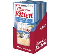 INABA Churu Kitten Snack per Gattini 12 Mesi al Tonno 48 Stick x 14 gr Taurina